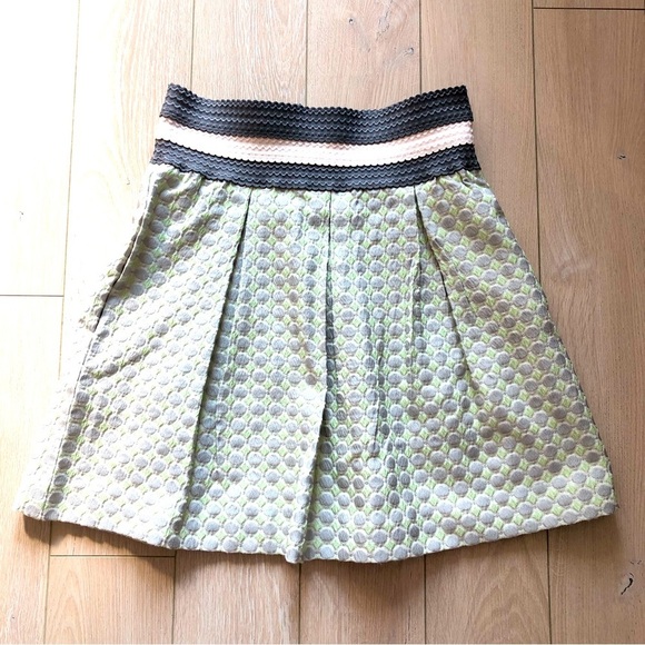 Anthropologie Maeve Seren Skirt Polka Dot in Mint Green & Grey Size S - Picture 2 of 12